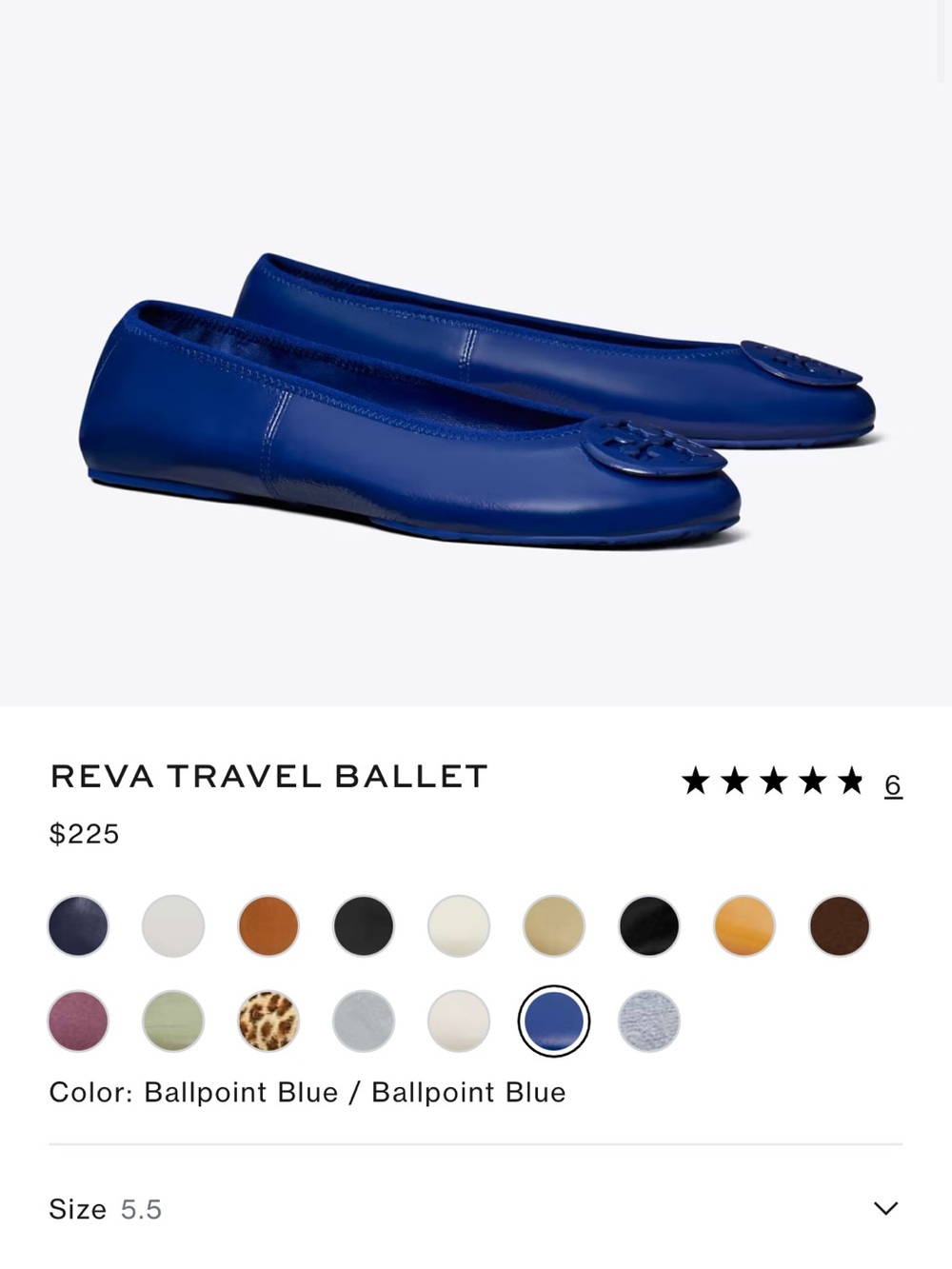 TORY BURCH Woman’s Cobalt Blue Leather Logo Ballet Flats. Sz8 - Picture 6 of 7